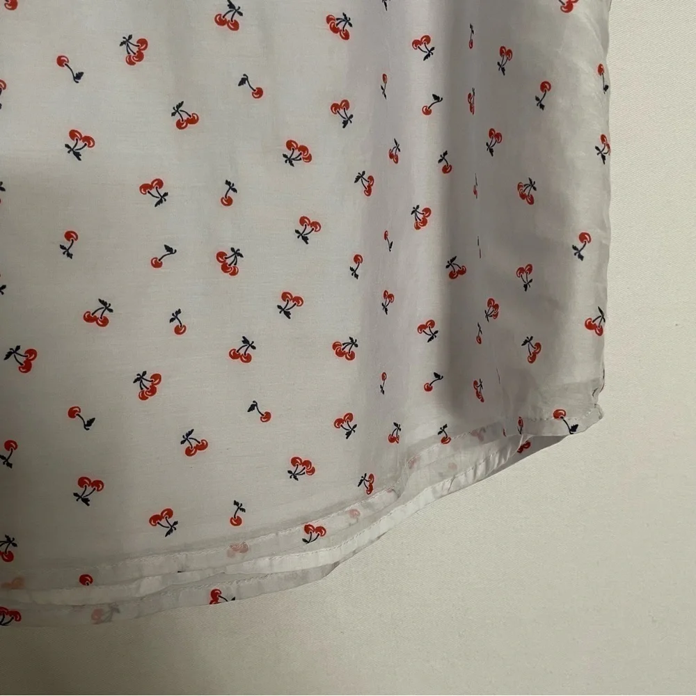 J. Crew Silk Blend Cherry Print Sleeveless HighTie Neck Halter Blouse Top